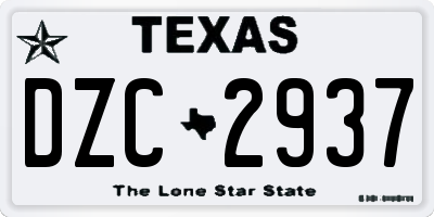 TX license plate DZC2937