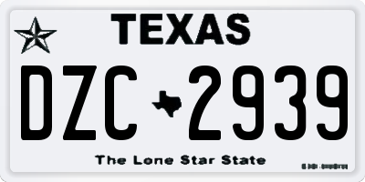 TX license plate DZC2939