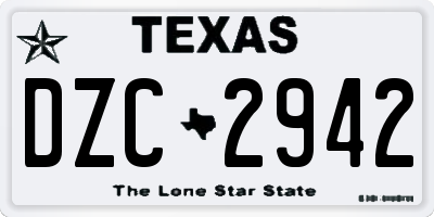 TX license plate DZC2942