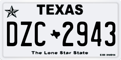 TX license plate DZC2943