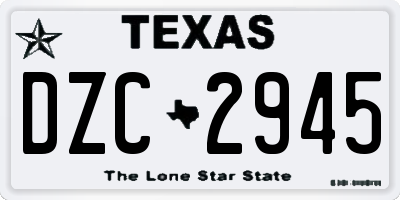TX license plate DZC2945