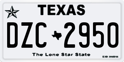 TX license plate DZC2950