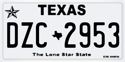 TX license plate DZC2953