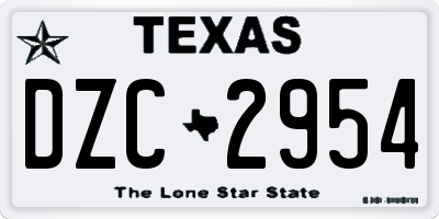 TX license plate DZC2954