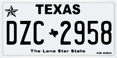 TX license plate DZC2958