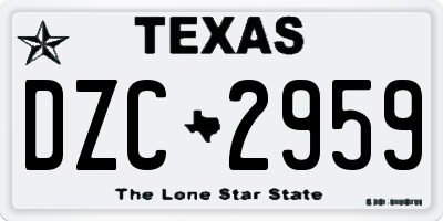 TX license plate DZC2959