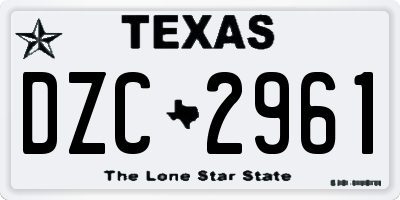 TX license plate DZC2961
