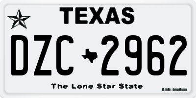 TX license plate DZC2962