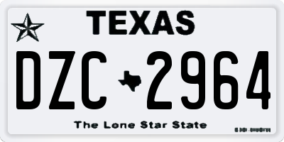TX license plate DZC2964