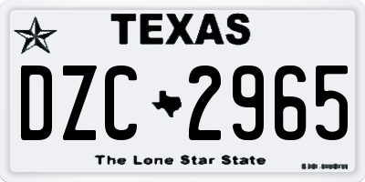 TX license plate DZC2965