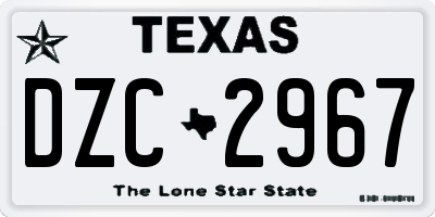 TX license plate DZC2967