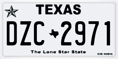 TX license plate DZC2971