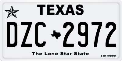TX license plate DZC2972