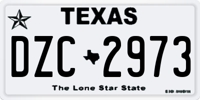 TX license plate DZC2973