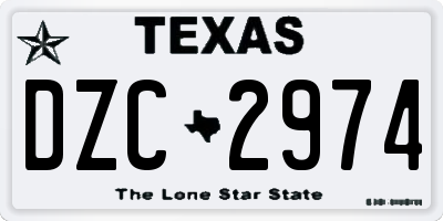 TX license plate DZC2974