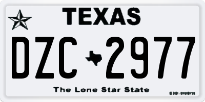 TX license plate DZC2977