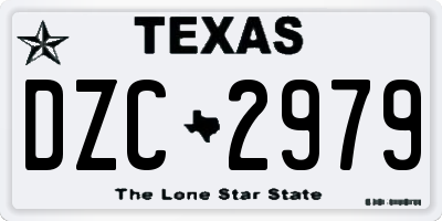 TX license plate DZC2979