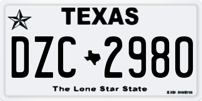 TX license plate DZC2980