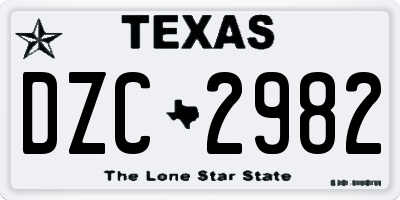 TX license plate DZC2982