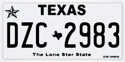 TX license plate DZC2983