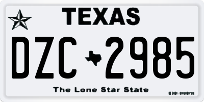 TX license plate DZC2985