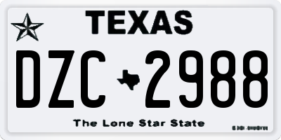 TX license plate DZC2988