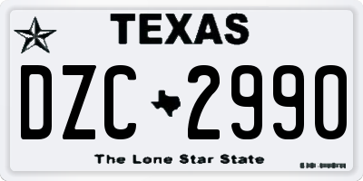 TX license plate DZC2990