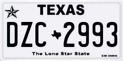 TX license plate DZC2993
