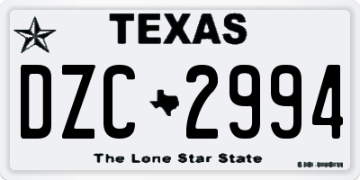 TX license plate DZC2994