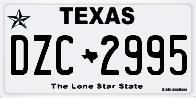 TX license plate DZC2995