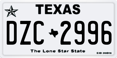 TX license plate DZC2996