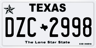 TX license plate DZC2998