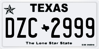 TX license plate DZC2999