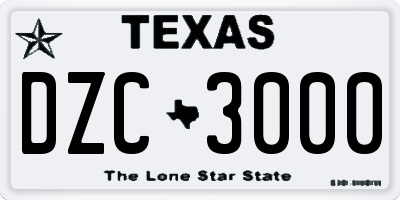 TX license plate DZC3000