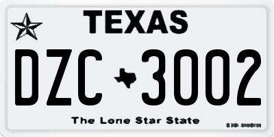 TX license plate DZC3002