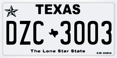 TX license plate DZC3003