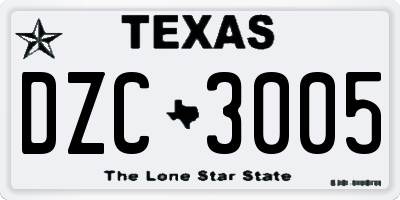 TX license plate DZC3005