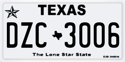 TX license plate DZC3006