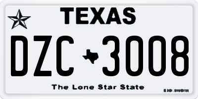 TX license plate DZC3008