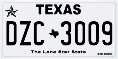 TX license plate DZC3009