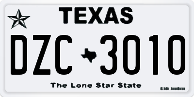 TX license plate DZC3010