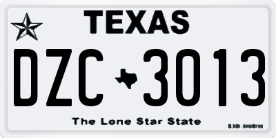 TX license plate DZC3013