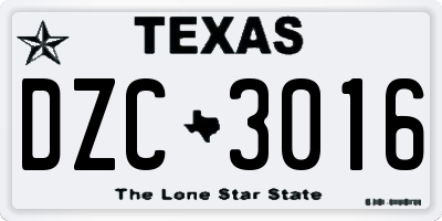 TX license plate DZC3016