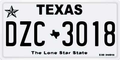 TX license plate DZC3018