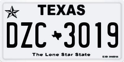 TX license plate DZC3019
