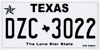TX license plate DZC3022