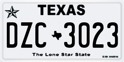 TX license plate DZC3023