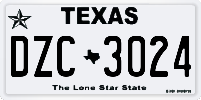 TX license plate DZC3024