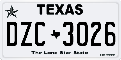 TX license plate DZC3026