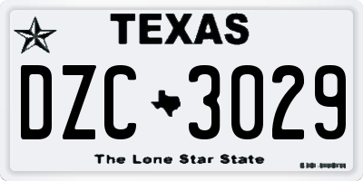 TX license plate DZC3029